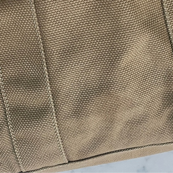 Paul Smith canvas tote, multicolor fabric interior, ext pocket, snap close, GUC - Picture 12 of 16